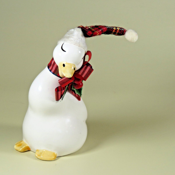 VTG Ceramic Christmas Goose Duck Hat Bow Figurine Decor Artistic Expressions 6” - Picture 15 of 16
